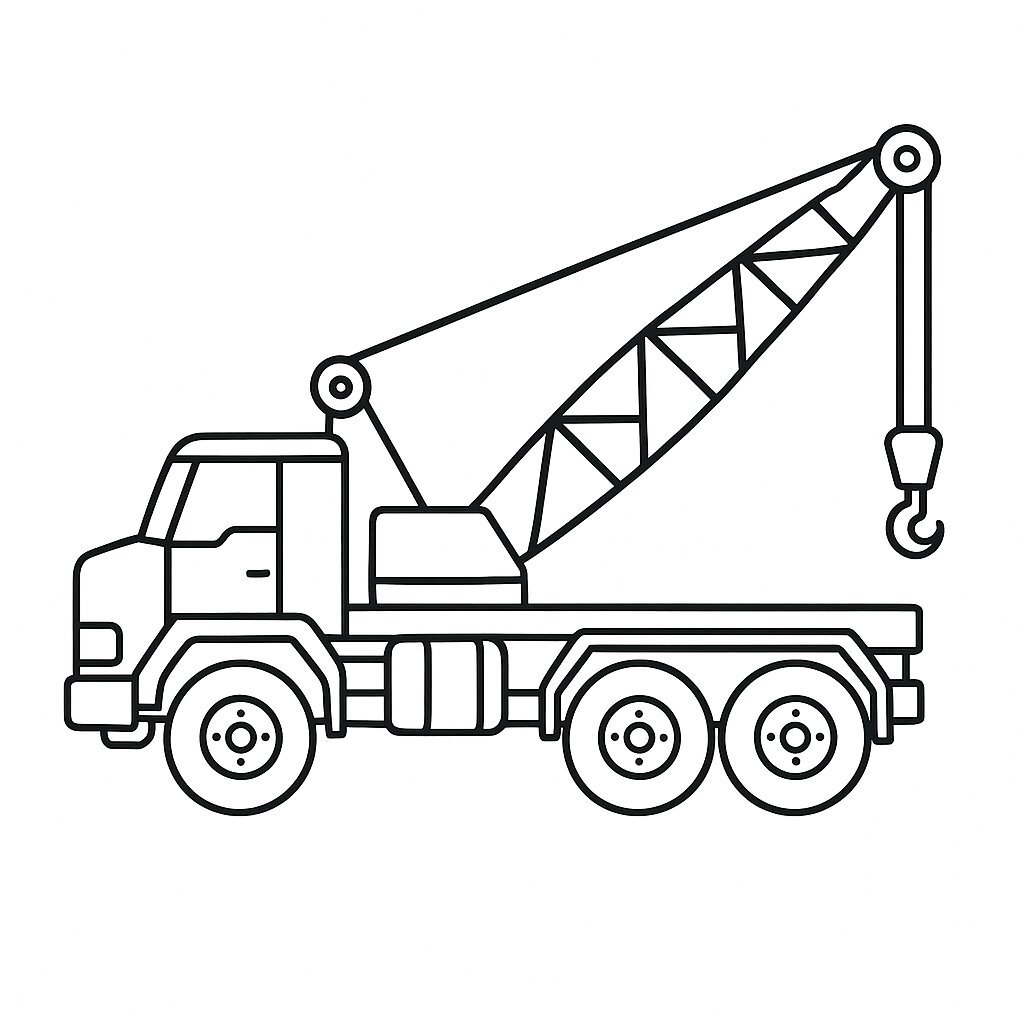 Crane Truck Coloring Pages for Kids - Construction Coloring Sheets 2026