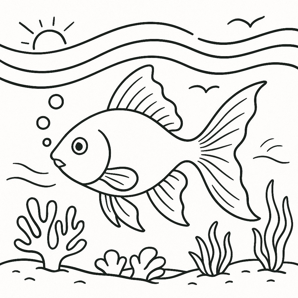 Goldfish Coloring Pages for Kids 2026 – Cute and Adorable Designs