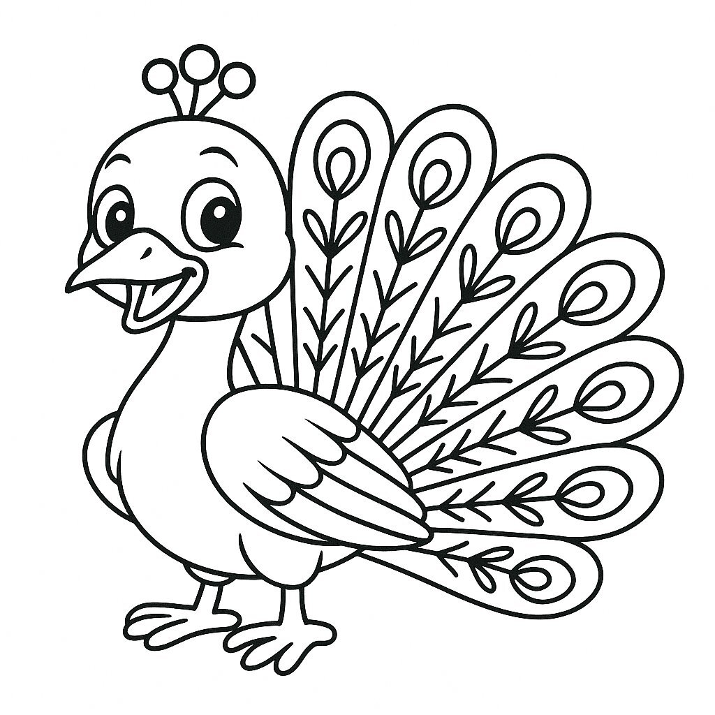 Coloring a Playful Peacock