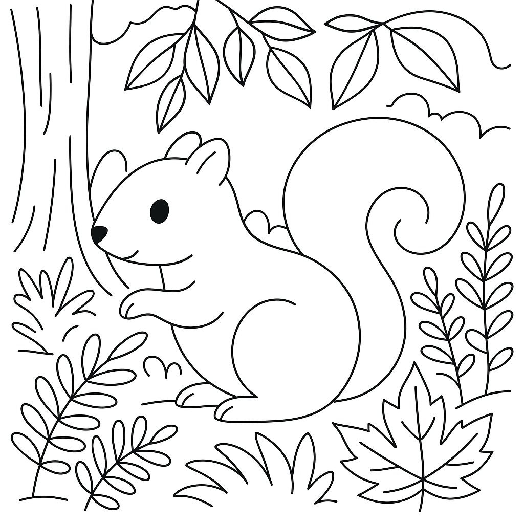 Coloring a Squirrel in a Natural Setting