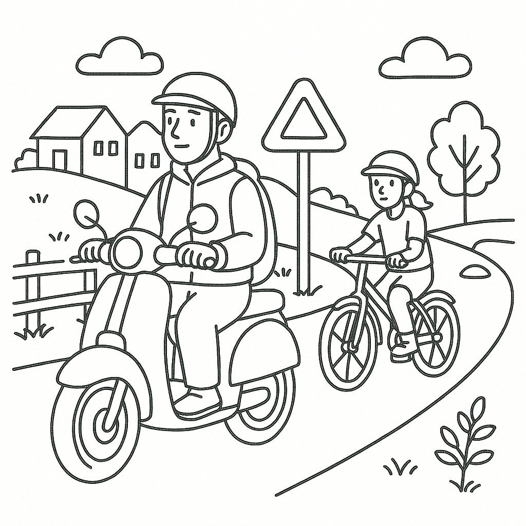 Rural Traffic Safety Coloring Page
