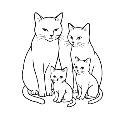 Cat Family Coloring Pages for Kids 2026