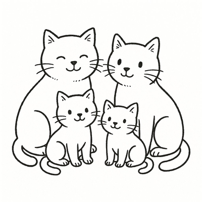 Cat Family Coloring Pages for Kids 2026