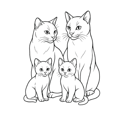 Cat Family Coloring Pages for Kids 2026