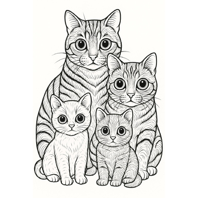 Cat Family Coloring Pages for Kids 2026