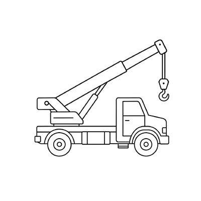 Crane Truck Coloring Pages for Kids - Construction Coloring Sheets 2026