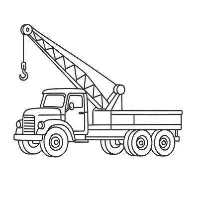 Crane Truck Coloring Pages for Kids - Construction Coloring Sheets 2026