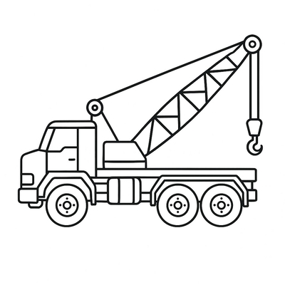 Crane Truck Coloring Pages for Kids - Construction Coloring Sheets 2026