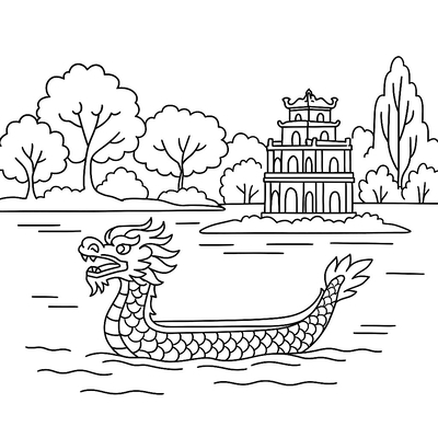 Hoan Kiem Lake Coloring Pages for Kids 2026