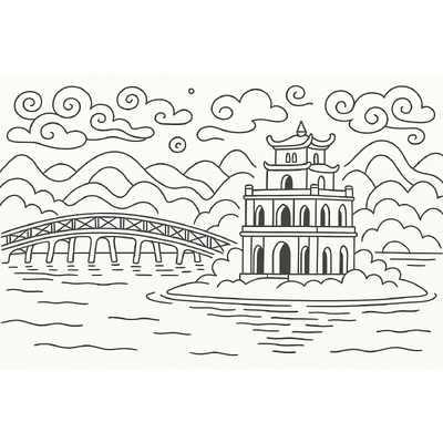 Hoan Kiem Lake Coloring Pages for Kids 2026