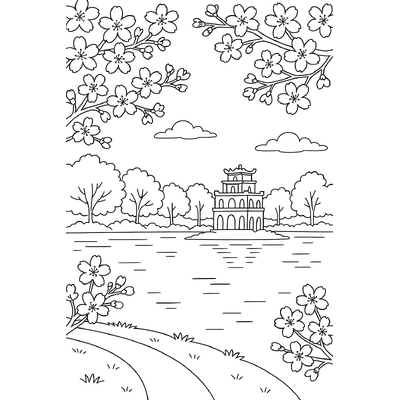 Hoan Kiem Lake Coloring Pages for Kids 2026