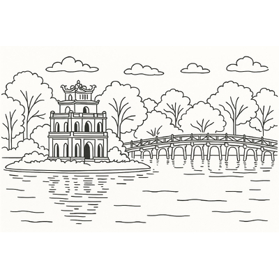 Hoan Kiem Lake Coloring Pages for Kids 2026