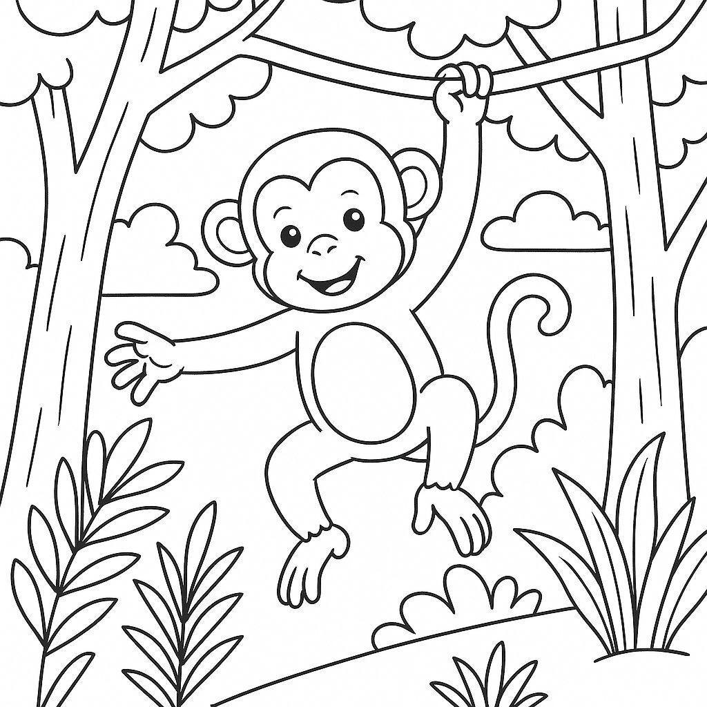 Monkeys Swinging in Trees