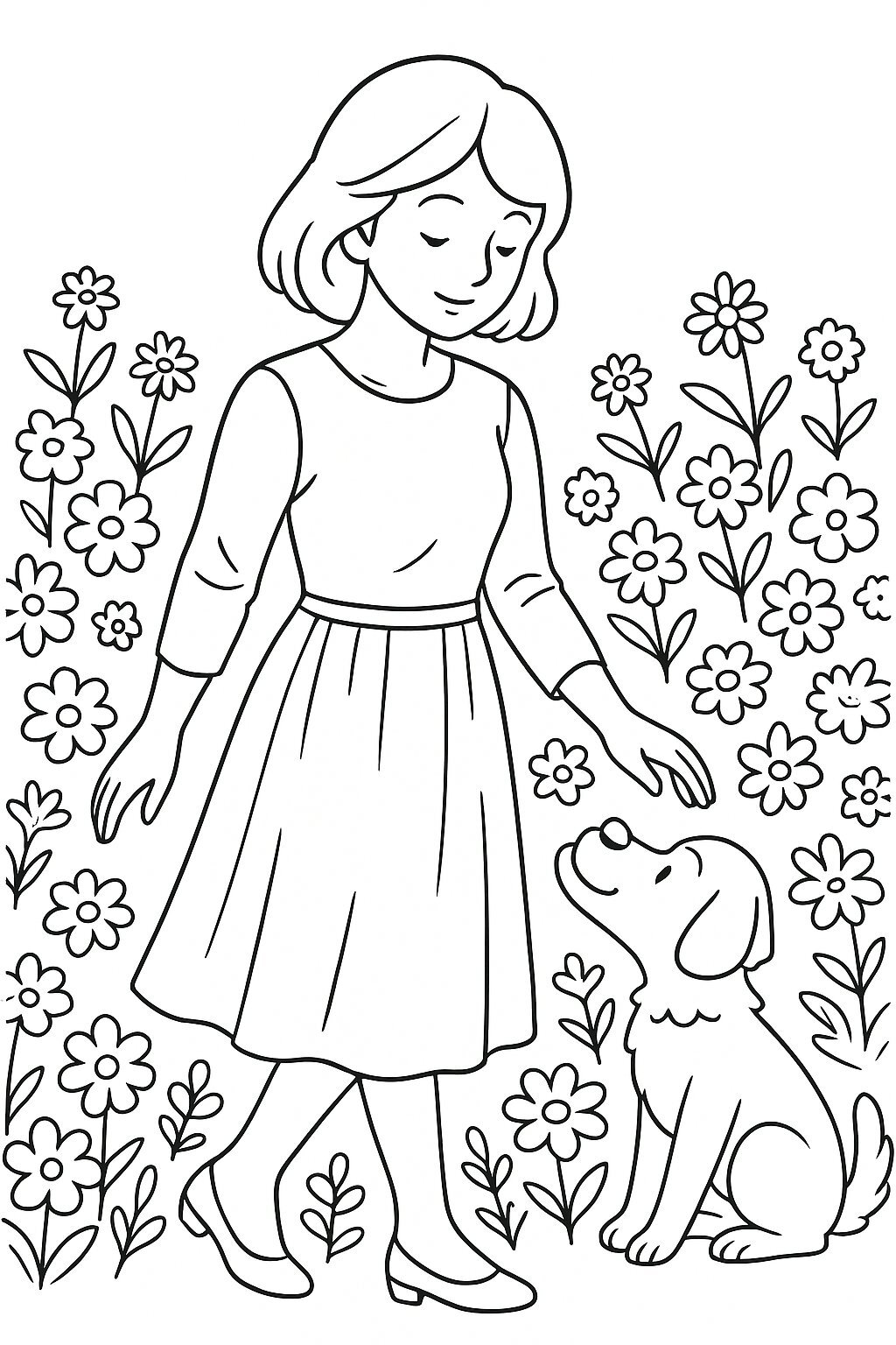 Mother in the Flower Garden