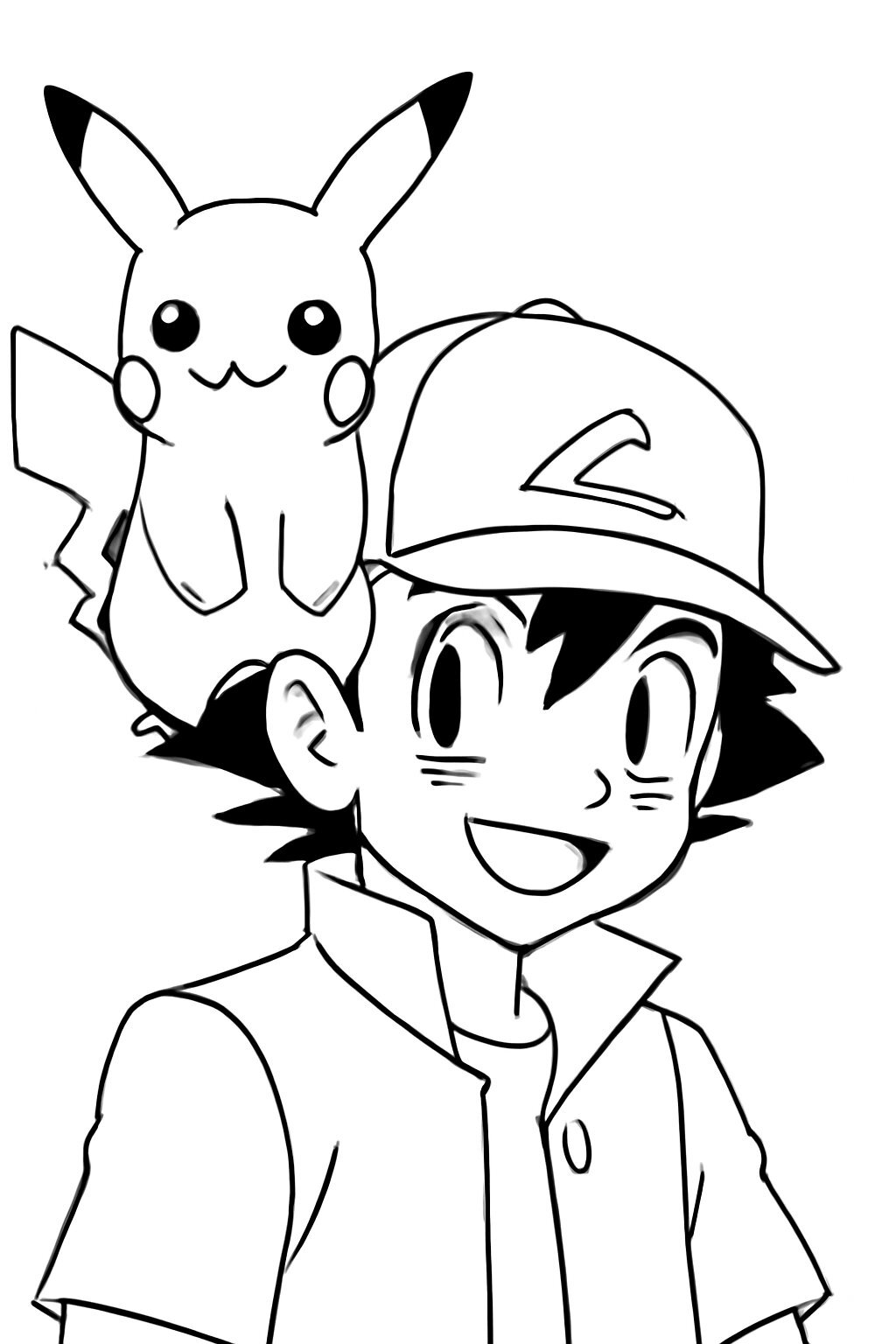 Pikachu on Ash's Shoulder