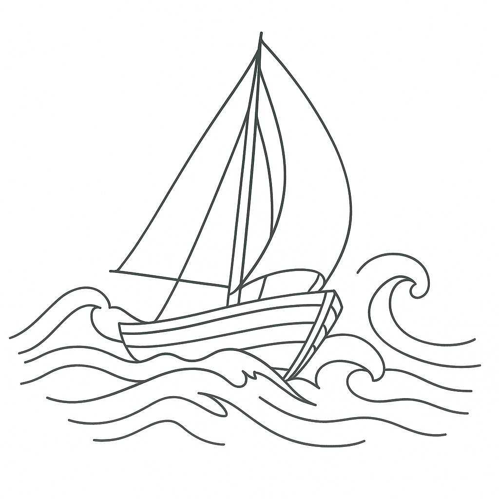 Sailboat Crossing the Sea