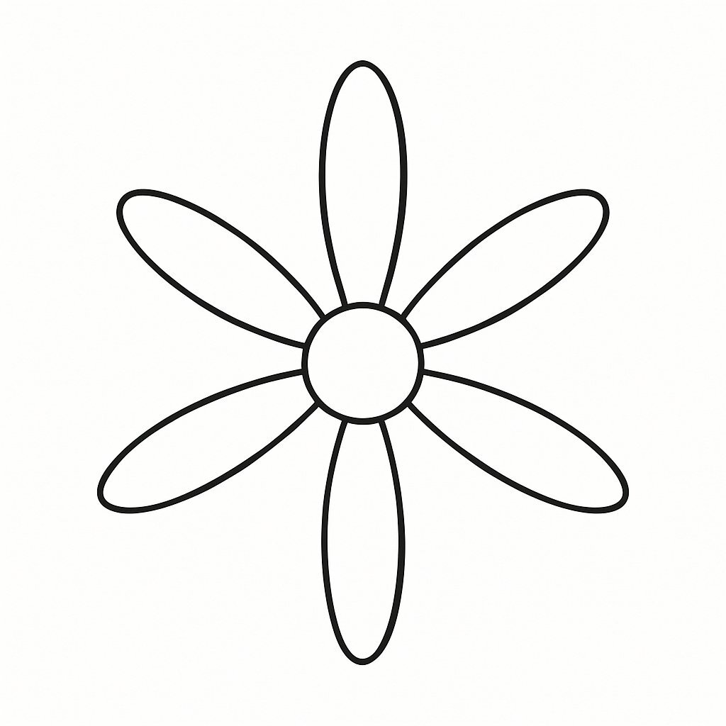 Six-Petal Flower with Long Petals