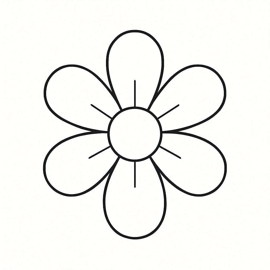 Six-Petal Flower in a Circular Arrangement
