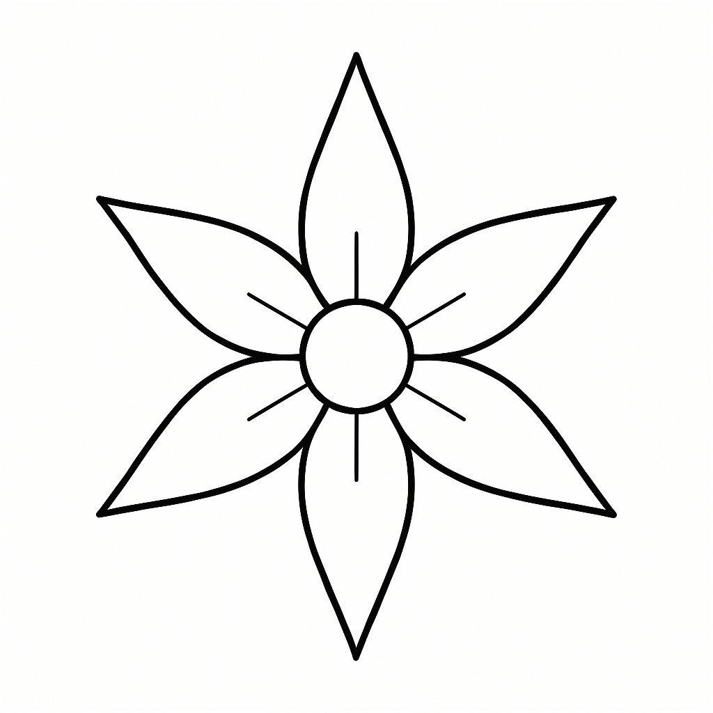 Six-Petal Star-Shaped Flower