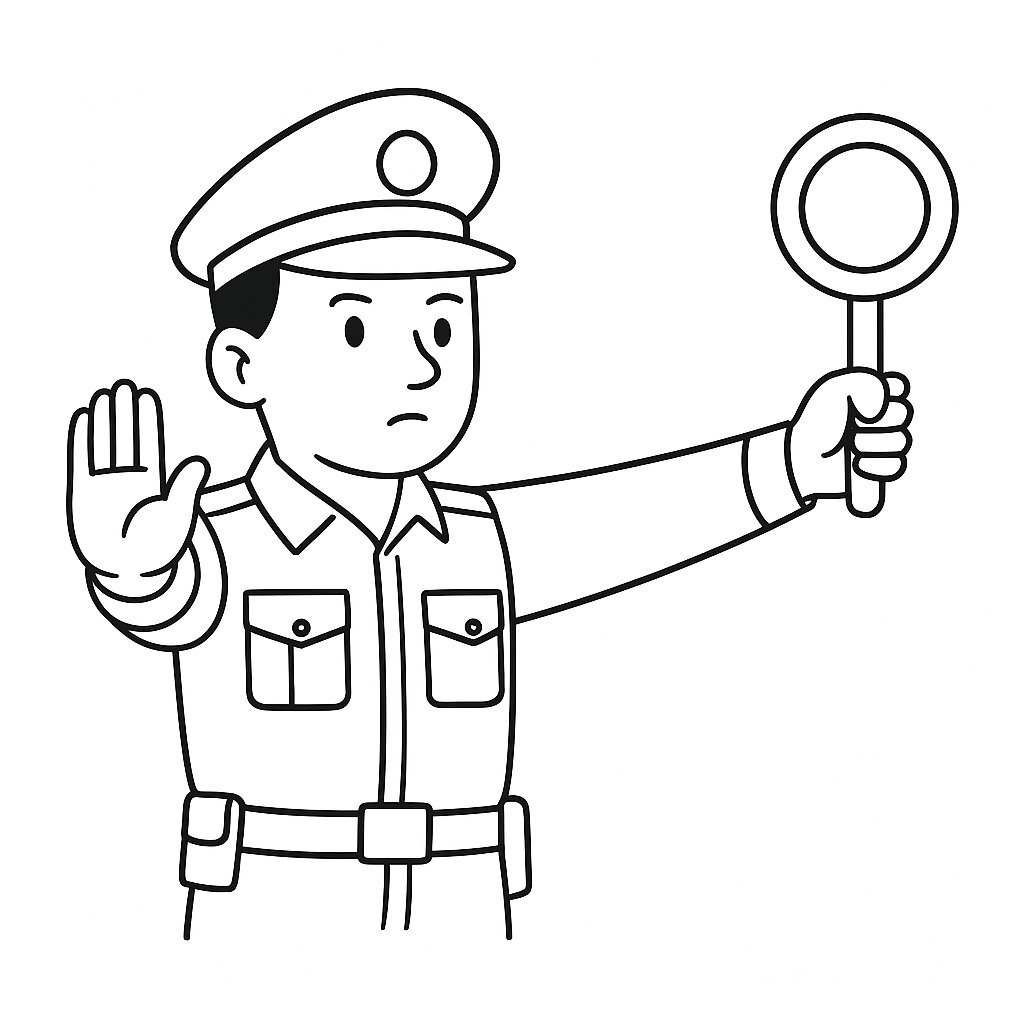 Traffic Police with Stop Signal