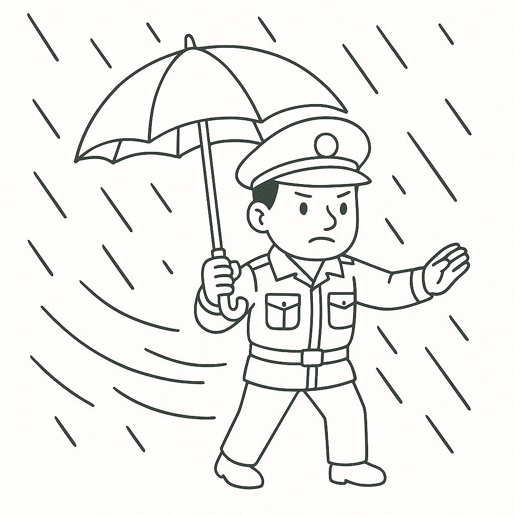 Traffic Police in a Storm