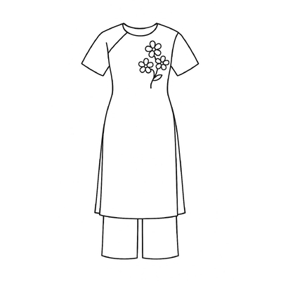 Graceful Áo Dài Coloring Pages for Kids 2026