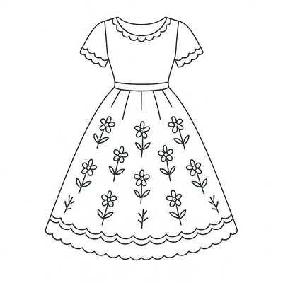 Little Girl Dress Coloring Pages for Kids – Beautiful Coloring Pictures 2026