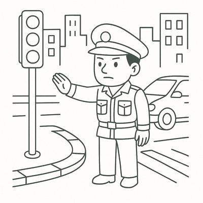 Traffic Police Coloring Pages for Kids – Coloring Sheets 2026