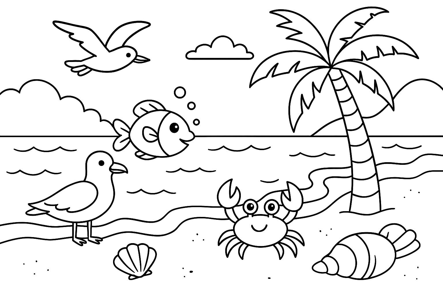 Beach Coloring Pages for Kids 2026