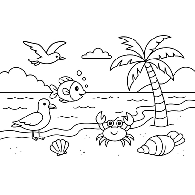 Beach Coloring Pages for Kids 2026