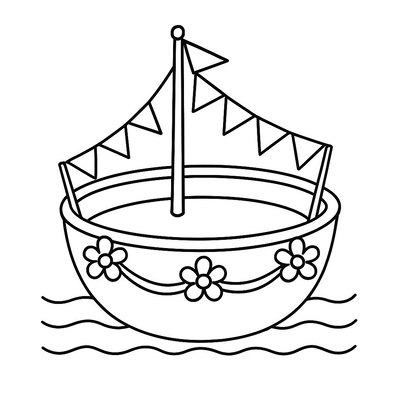 Beautiful Basket Boat Coloring Pages for Kids – Free Download 2026