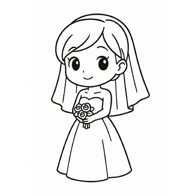 Beautiful Bride Coloring Pages for Kids – Free PDF Download 2026