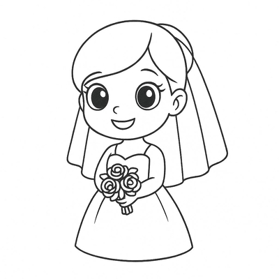 Beautiful Bride Coloring Pages for Kids – Free PDF Download 2026