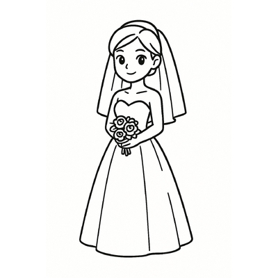 Beautiful Bride Coloring Pages for Kids – Free PDF Download 2026
