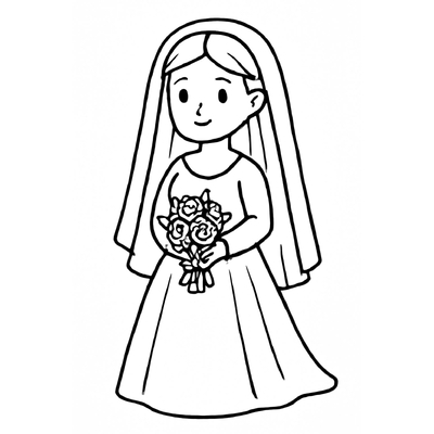 Beautiful Bride Coloring Pages for Kids – Free PDF Download 2026