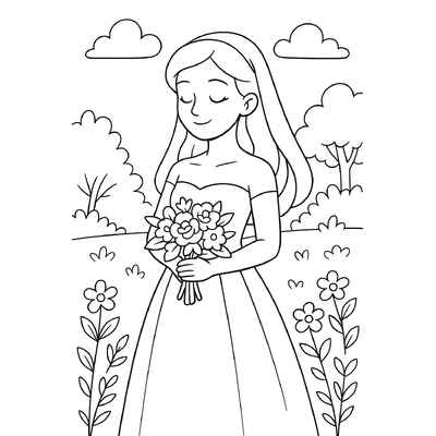 Beautiful Bride Coloring Pages for Kids – Free PDF Download 2026