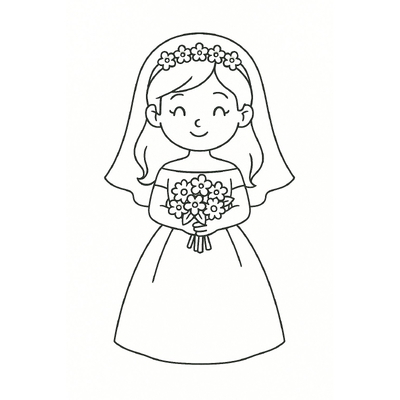 Beautiful Bride Coloring Pages for Kids – Free PDF Download 2026