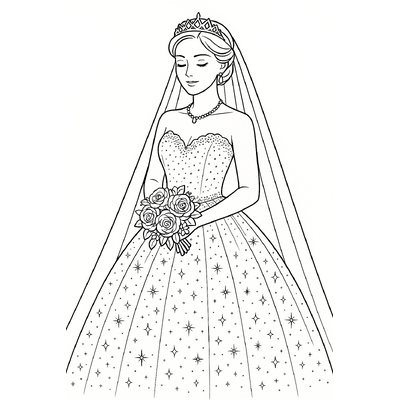 Beautiful Bride Coloring Pages for Kids – Free PDF Download 2026
