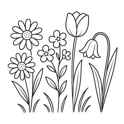 Spring Flower Garden Coloring Pages for Kids 2026