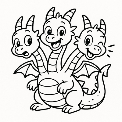 Three-Headed Dragon Coloring Pages for Kids 2026 – Download PDF