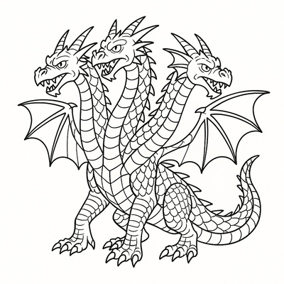 Three-Headed Dragon Coloring Pages for Kids 2026 – Download PDF