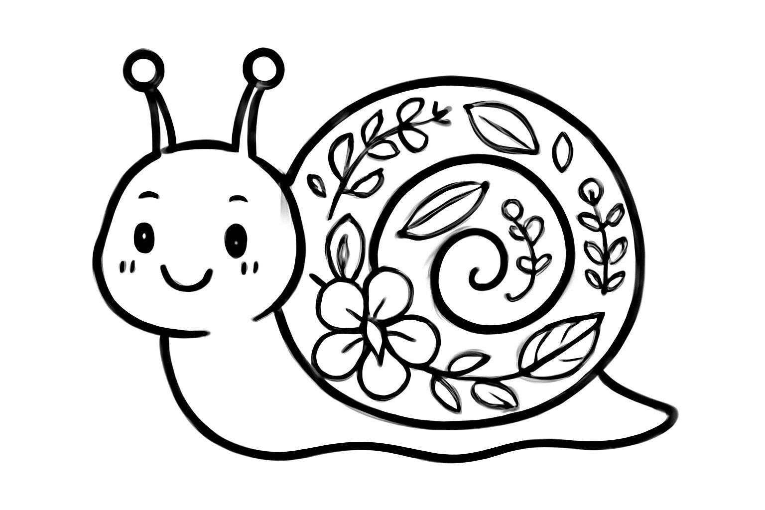 Snail Shell with Floral Patterns