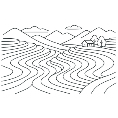 Beautiful and Easy-to-Download Terraced Field Coloring Pages for Kids 2026