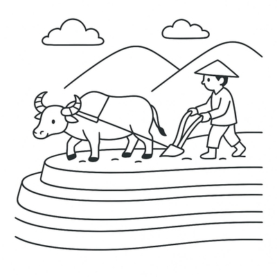 Beautiful and Easy-to-Download Terraced Field Coloring Pages for Kids 2026