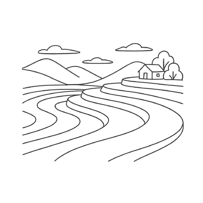 Beautiful and Easy-to-Download Terraced Field Coloring Pages for Kids 2026