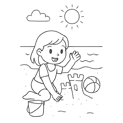 Beautiful Beach Landscape Coloring Pages for Kids PDF 2026