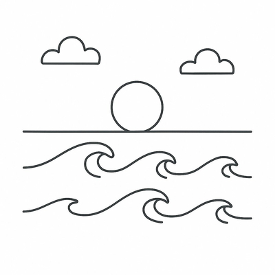 Beautiful Beach Landscape Coloring Pages for Kids PDF 2026