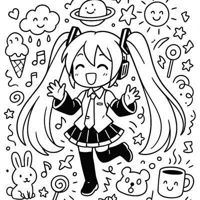 Cutest Miku Coloring Pages for Kids PDF 2026