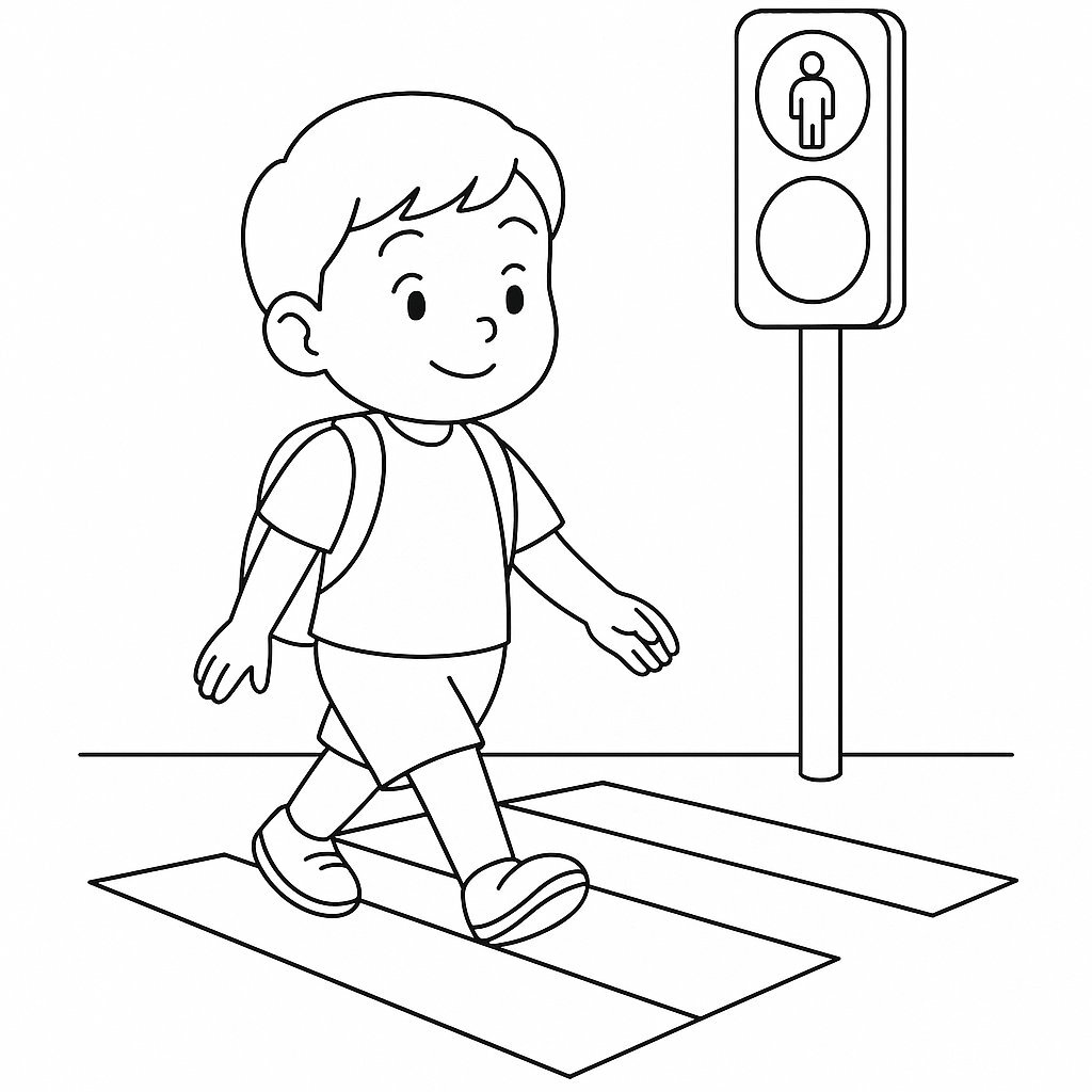 Kid Crossing the Street Safely