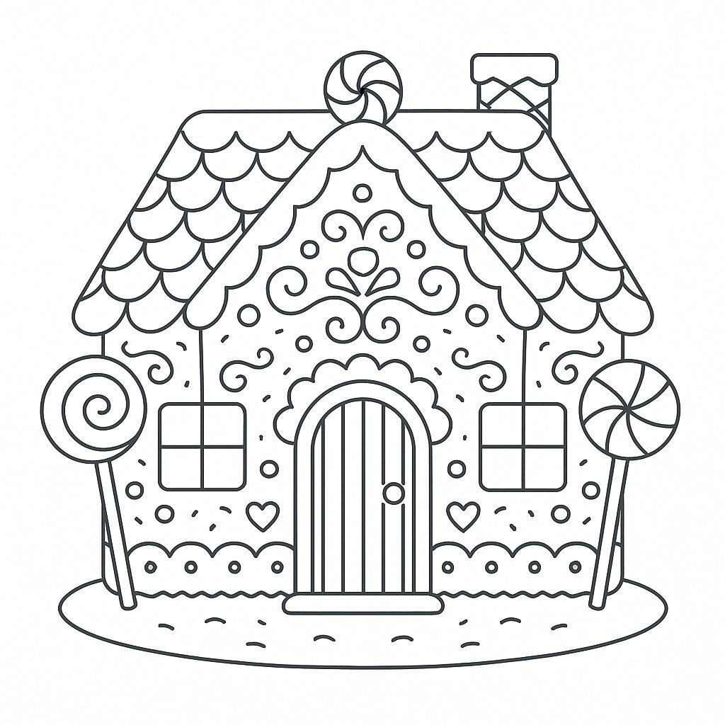 Gingerbread House Coloring Pages for Kids 2026 – PDF